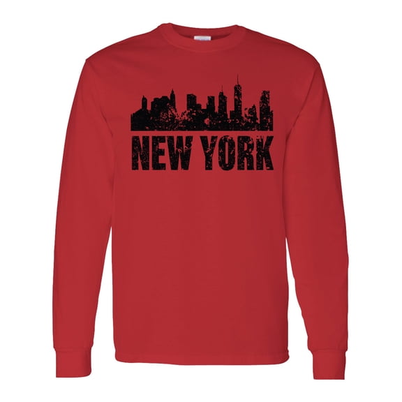 Inktastic New York Skyline Grunge Long Sleeve T-Shirt