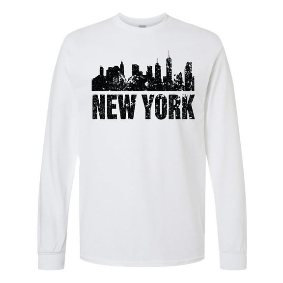 Inktastic New York Skyline Grunge Long Sleeve T-Shirt