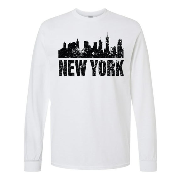 Inktastic New York Skyline Grunge Long Sleeve T-Shirt