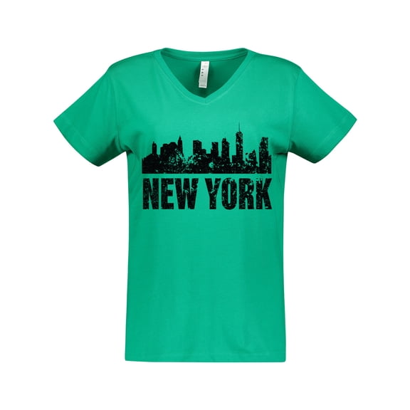 Inktastic New York Skyline Grunge Women's V-Neck T-Shirt