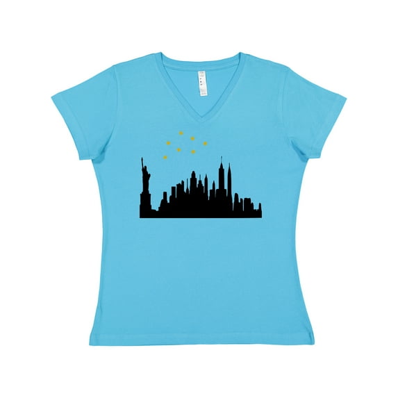 Inktastic New York Skyline Women's V-Neck T-Shirt