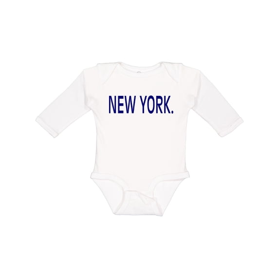 Inktastic New York in Blue Text Boys or Girls Long Sleeve Baby Bodysuit