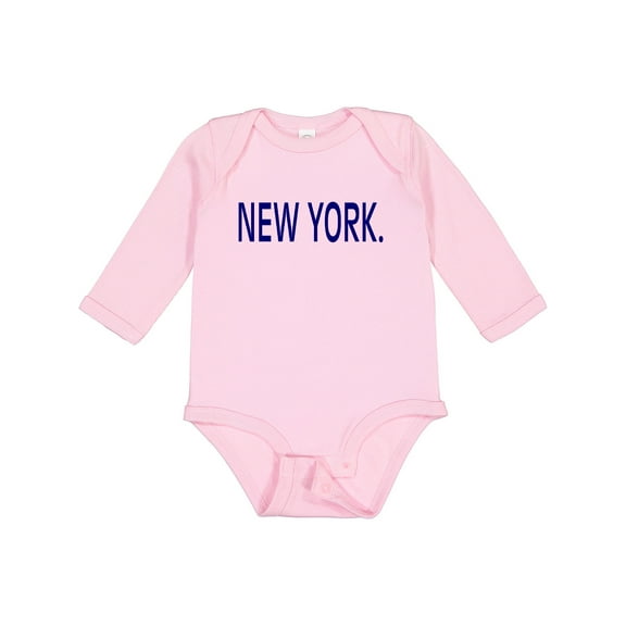 Inktastic New York in Blue Text Boys or Girls Long Sleeve Baby Bodysuit