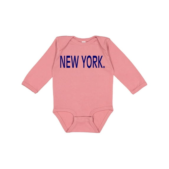 Inktastic New York in Blue Text Boys or Girls Long Sleeve Baby Bodysuit