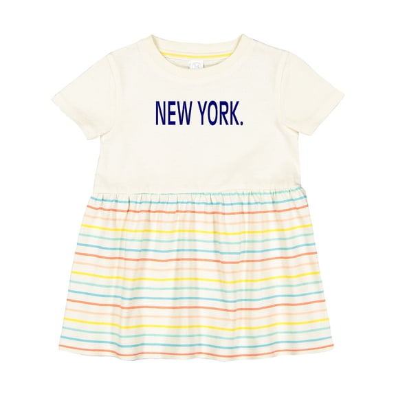 Inktastic New York in Blue Text Girls Baby Dress