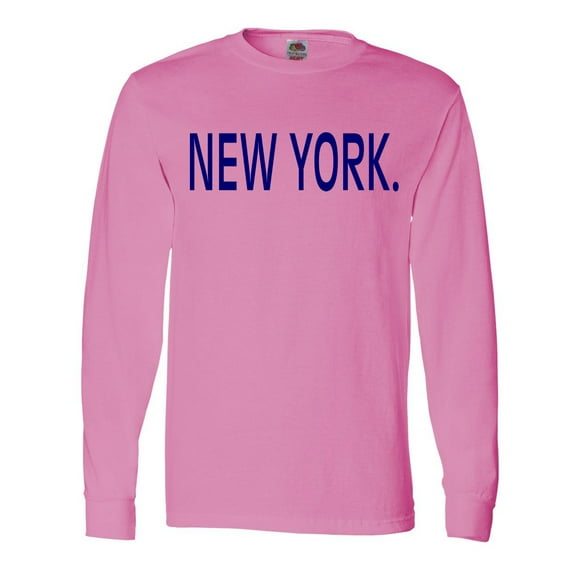 Inktastic New York in Blue Text Long Sleeve T-Shirt