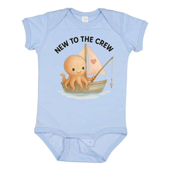 Inktastic New to the Crew Cute Octopus Boys or Girls Baby Bodysuit