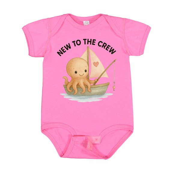 Inktastic New to the Crew Cute Octopus Boys or Girls Baby Bodysuit