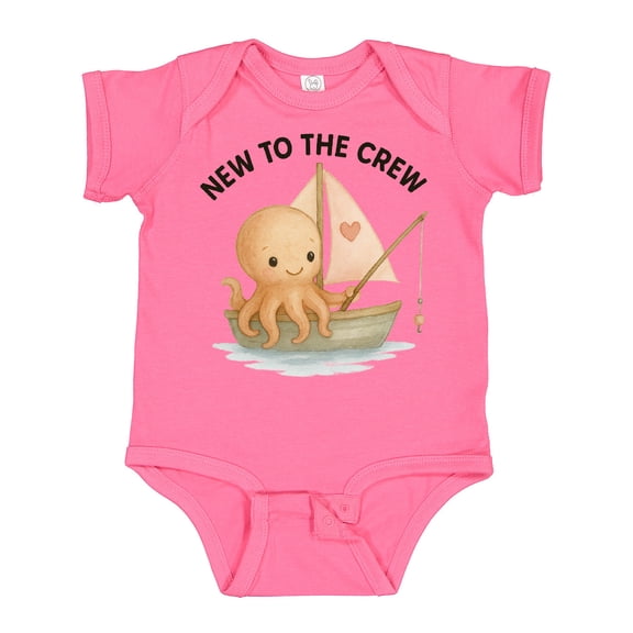 Inktastic New to the Crew Cute Octopus Boys or Girls Baby Bodysuit