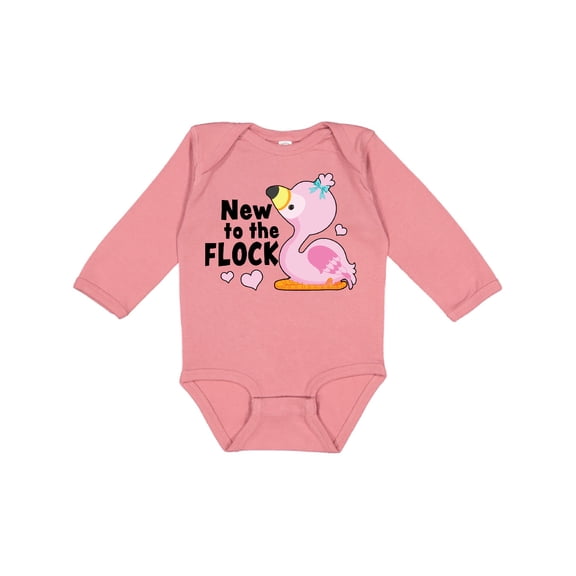 Inktastic New to the Flock Cute Baby Flamingo Boys or Girls Long Sleeve Baby Bodysuit