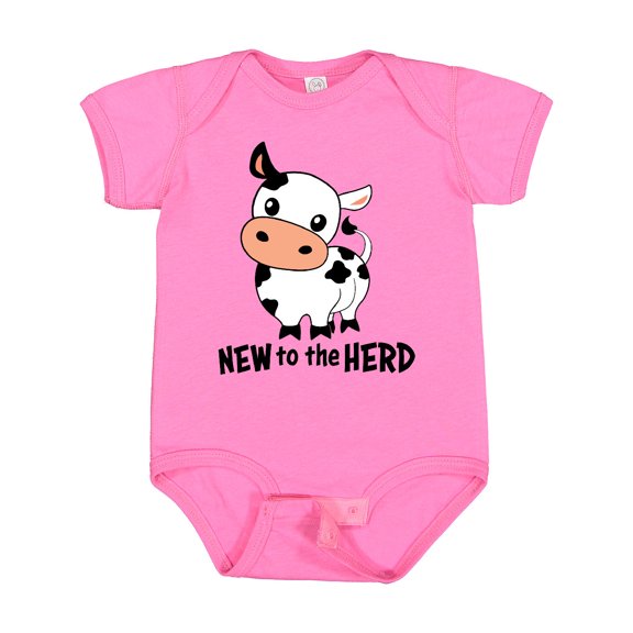 Inktastic New to the Herd Cute Cow Boys or Girls Baby Bodysuit