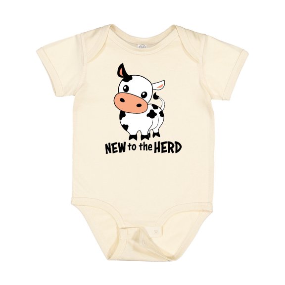 Inktastic New to the Herd Cute Cow Boys or Girls Baby Bodysuit