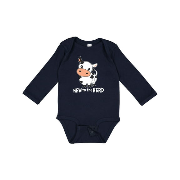 Inktastic New to the Herd Cute Cow Boys or Girls Long Sleeve Baby Bodysuit