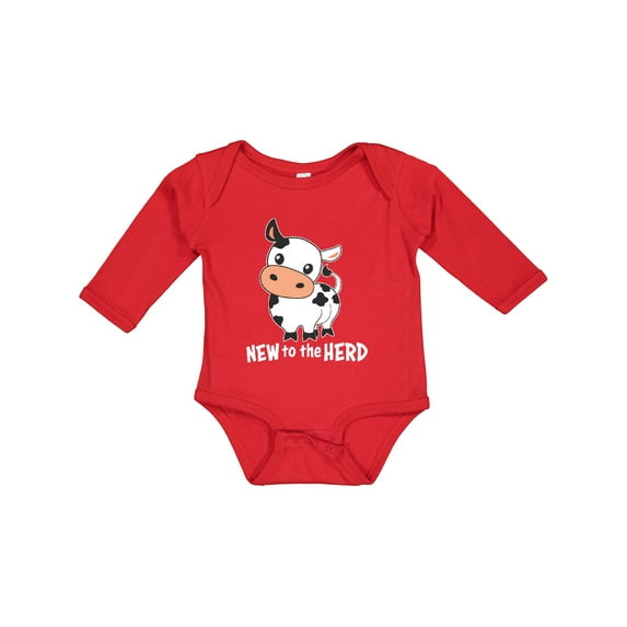 Inktastic New to the Herd Cute Cow Boys or Girls Long Sleeve Baby Bodysuit