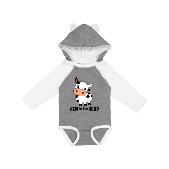 Inktastic New to the Herd Cute Cow Boys or Girls Long Sleeve Baby Bodysuit