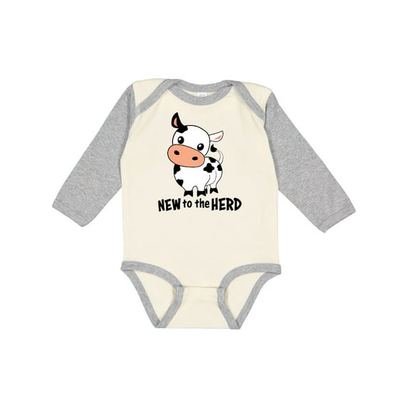 Inktastic New to the Herd Cute Cow Boys or Girls Long Sleeve Baby Bodysuit