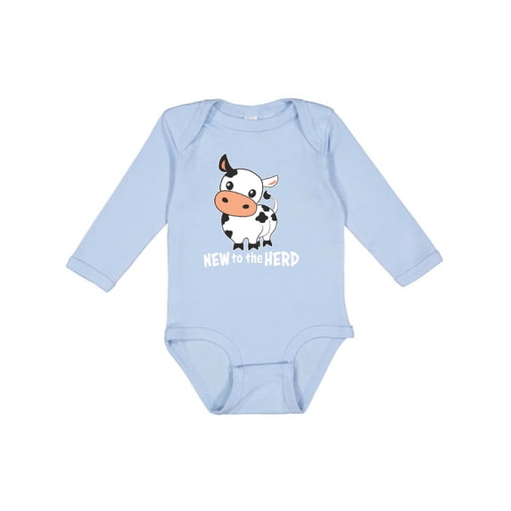 Inktastic New to the Herd Cute Cow Boys or Girls Long Sleeve Baby Bodysuit