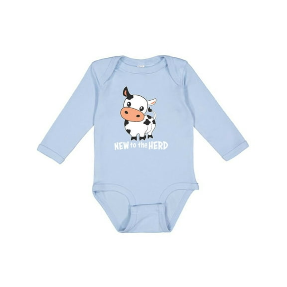 Inktastic New to the Herd Cute Cow Boys or Girls Long Sleeve Baby Bodysuit