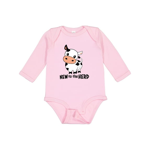 Inktastic New to the Herd Cute Cow Boys or Girls Long Sleeve Baby Bodysuit