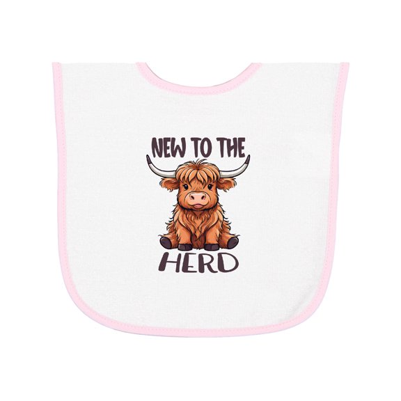 Inktastic New to the Herd Highland Cow Baby Terry Cloth Bib