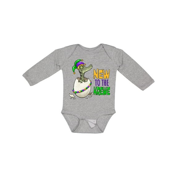 Inktastic New to the Krewe Mardi Gras Baby Alligator Boys or Girls Long Sleeve Baby Bodysuit