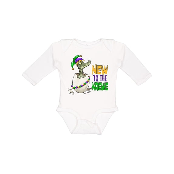 Inktastic New to the Krewe Mardi Gras Baby Alligator Boys or Girls Long Sleeve Baby Bodysuit