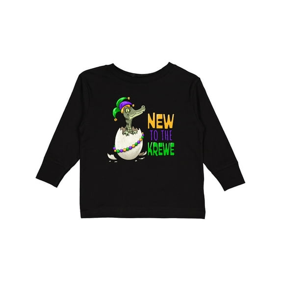 Inktastic New to the Krewe Mardi Gras Baby Alligator Boys or Girls Long Sleeve Toddler T-Shirt
