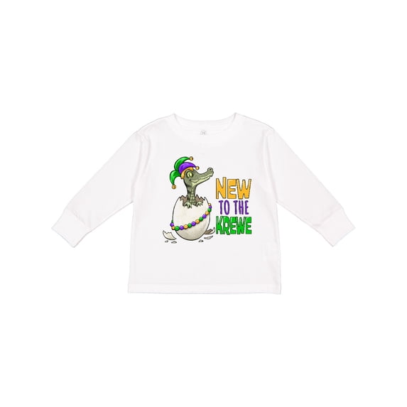 Inktastic New to the Krewe Mardi Gras Baby Alligator Boys or Girls Long Sleeve Toddler T-Shirt