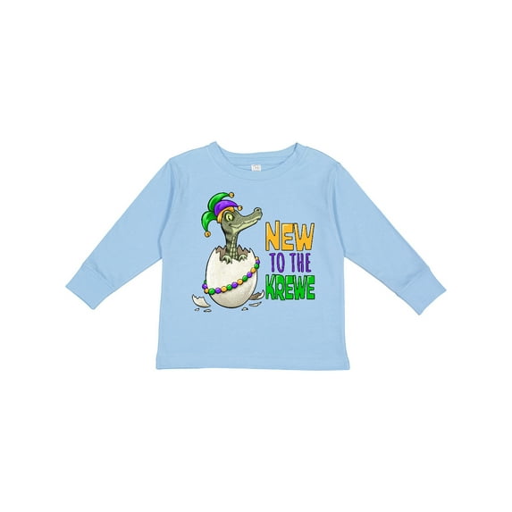 Inktastic New to the Krewe Mardi Gras Baby Alligator Boys or Girls Long Sleeve Toddler T-Shirt