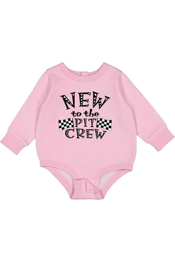 New to the Pit Crew Racing Flags Baby Fleece Bodysuit