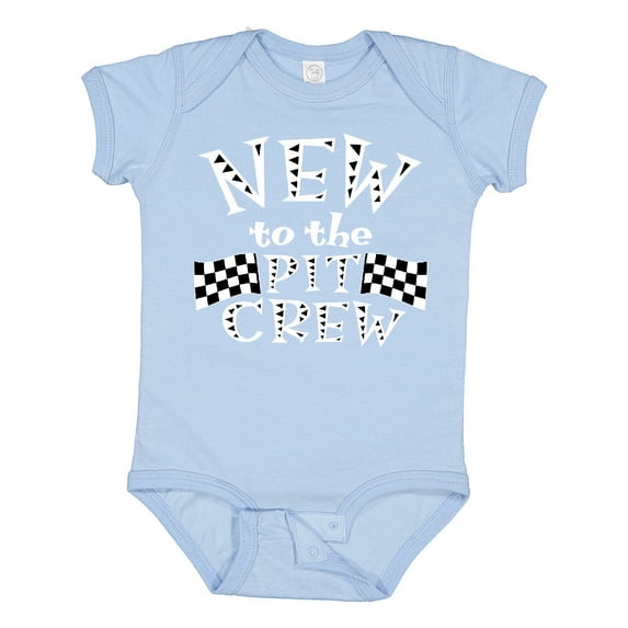 Inktastic New to the Pit Crew Racing Flags Boys or Girls Baby Bodysuit