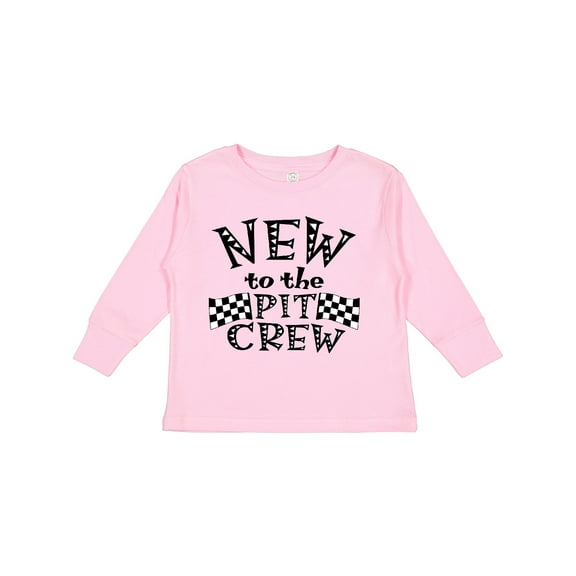 Inktastic New to the Pit Crew Racing Flags Boys or Girls Long Sleeve Toddler T-Shirt