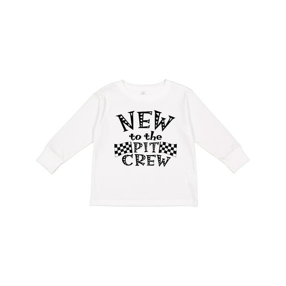Inktastic New to the Pit Crew Racing Flags Boys or Girls Long Sleeve Toddler T-Shirt