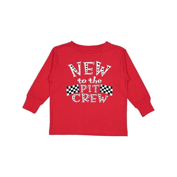 Inktastic New to the Pit Crew Racing Flags Boys or Girls Long Sleeve Toddler T-Shirt