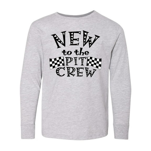 Inktastic New to the Pit Crew Racing Flags Long Sleeve Youth T-Shirt