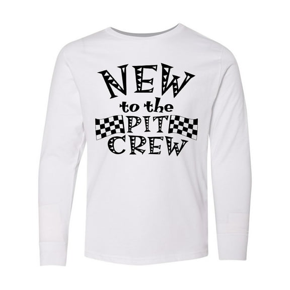 Inktastic New to the Pit Crew Racing Flags Long Sleeve Youth T-Shirt