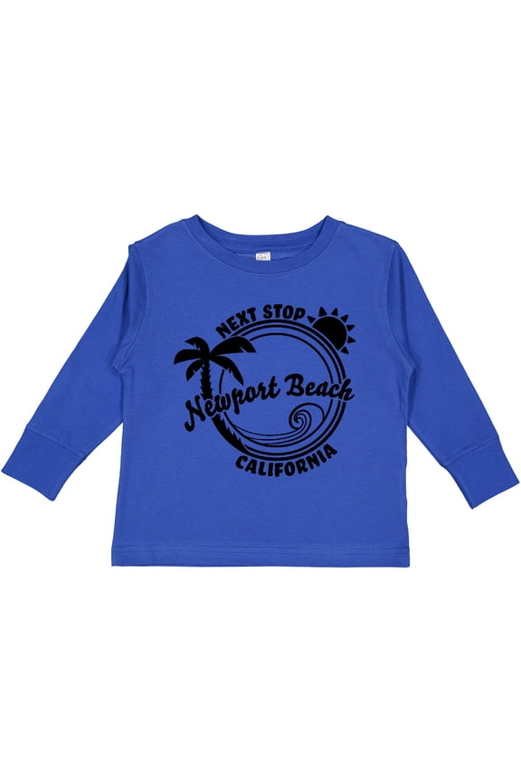 Next Stop Newport Beach, California Boys or Girls Long Sleeve Toddler T-Shirt