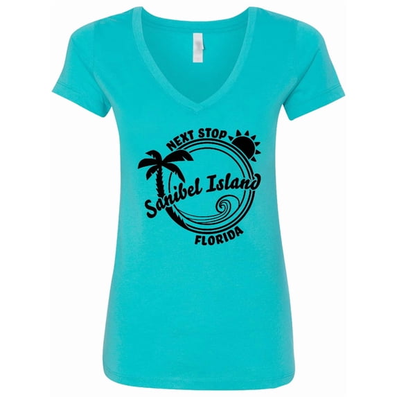 Inktastic Next Stop Sanibel Island, Florida Women's V-Neck T-Shirt