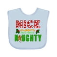 thumbnail image 1 of Inktastic Nice Until Proven Naughty with Holly and Gingerbread Man Boys or Girls Baby Bib, 1 of 4