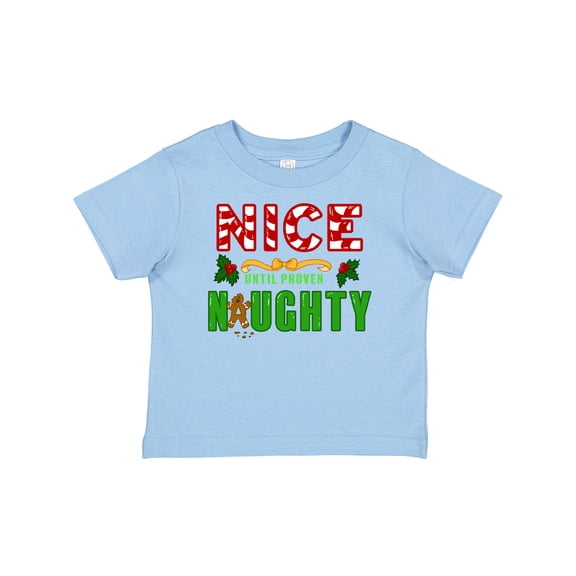 Inktastic Nice Until Proven Naughty with Holly and Gingerbread Man Boys or Girls Baby T-Shirt