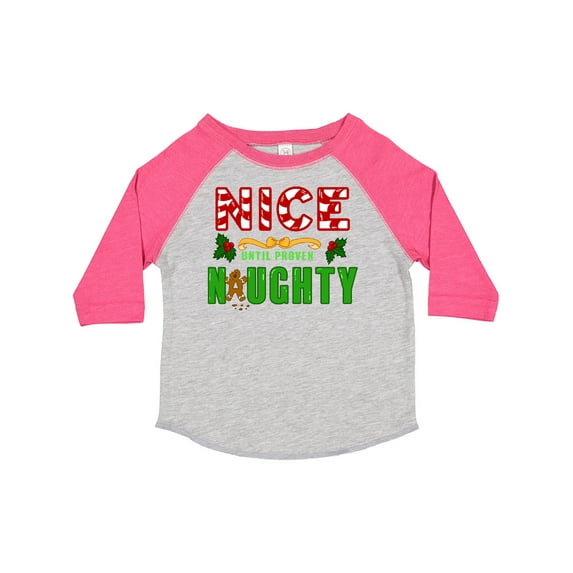 Inktastic Nice Until Proven Naughty with Holly and Gingerbread Man Boys or Girls Toddler T-Shirt