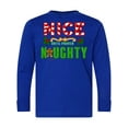thumbnail image 1 of Inktastic Nice Until Proven Naughty with Holly and Gingerbread Man Long Sleeve Youth T-Shirt, 1 of 5