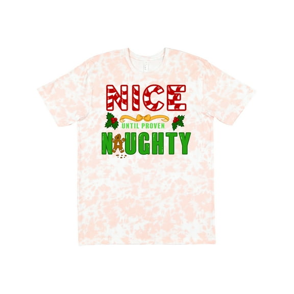 Inktastic Nice Until Proven Naughty with Holly and Gingerbread Man T-Shirt