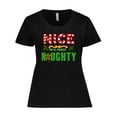 thumbnail image 1 of Inktastic Nice Until Proven Naughty with Holly and Gingerbread Man Women's Plus Size T-Shirt, 1 of 5