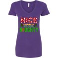 thumbnail image 1 of Inktastic Nice Until Proven Naughty with Holly and Gingerbread Man Women's V-Neck T-Shirt, 1 of 5