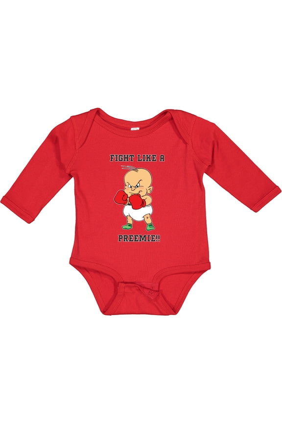 Nicu Fight Like a Preemie Baby Boxer Boys or Girls Long Sleeve Baby Bodysuit