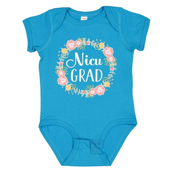 Inktastic Nicu Graduate Girls Floral Wreath Girls Baby Bodysuit