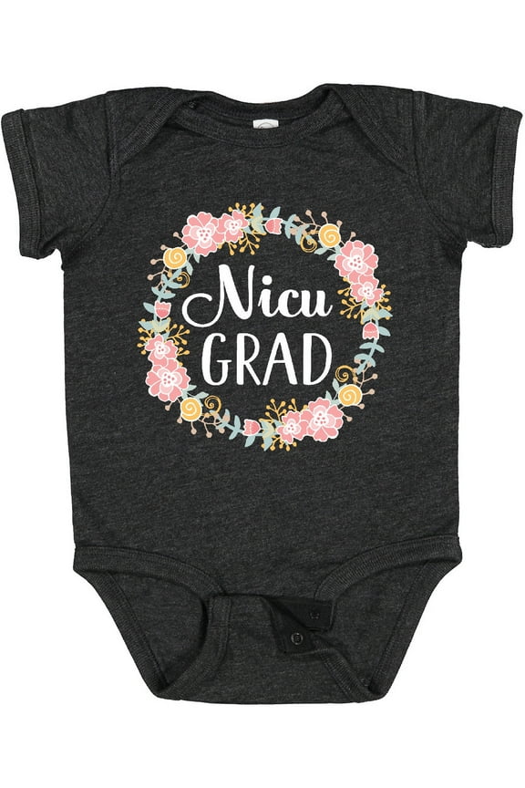 Nicu Graduate Girls Floral Wreath Girls Baby Bodysuit
