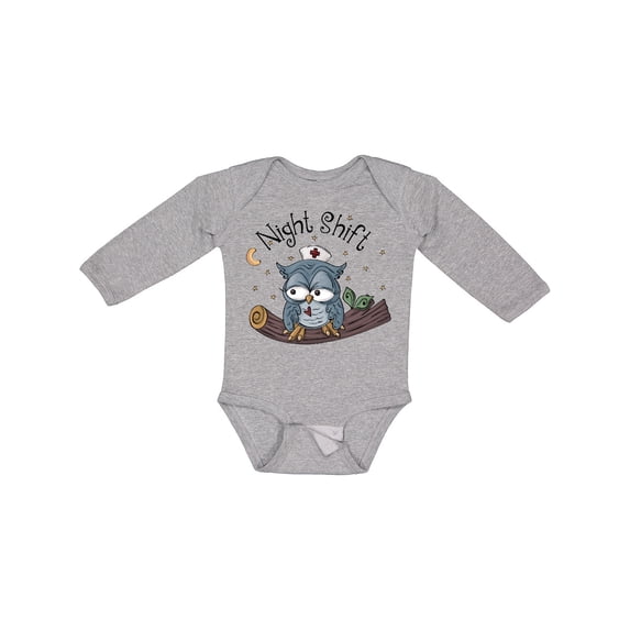 Inktastic Night Shift Nurse Owl Boys Long Sleeve Baby Bodysuit