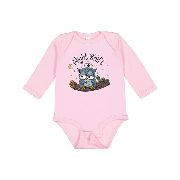 Inktastic Night Shift Nurse Owl Boys Long Sleeve Baby Bodysuit